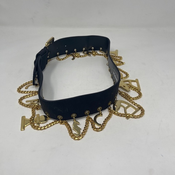 Crisca Black Leather Gold Charm Belt main image 4